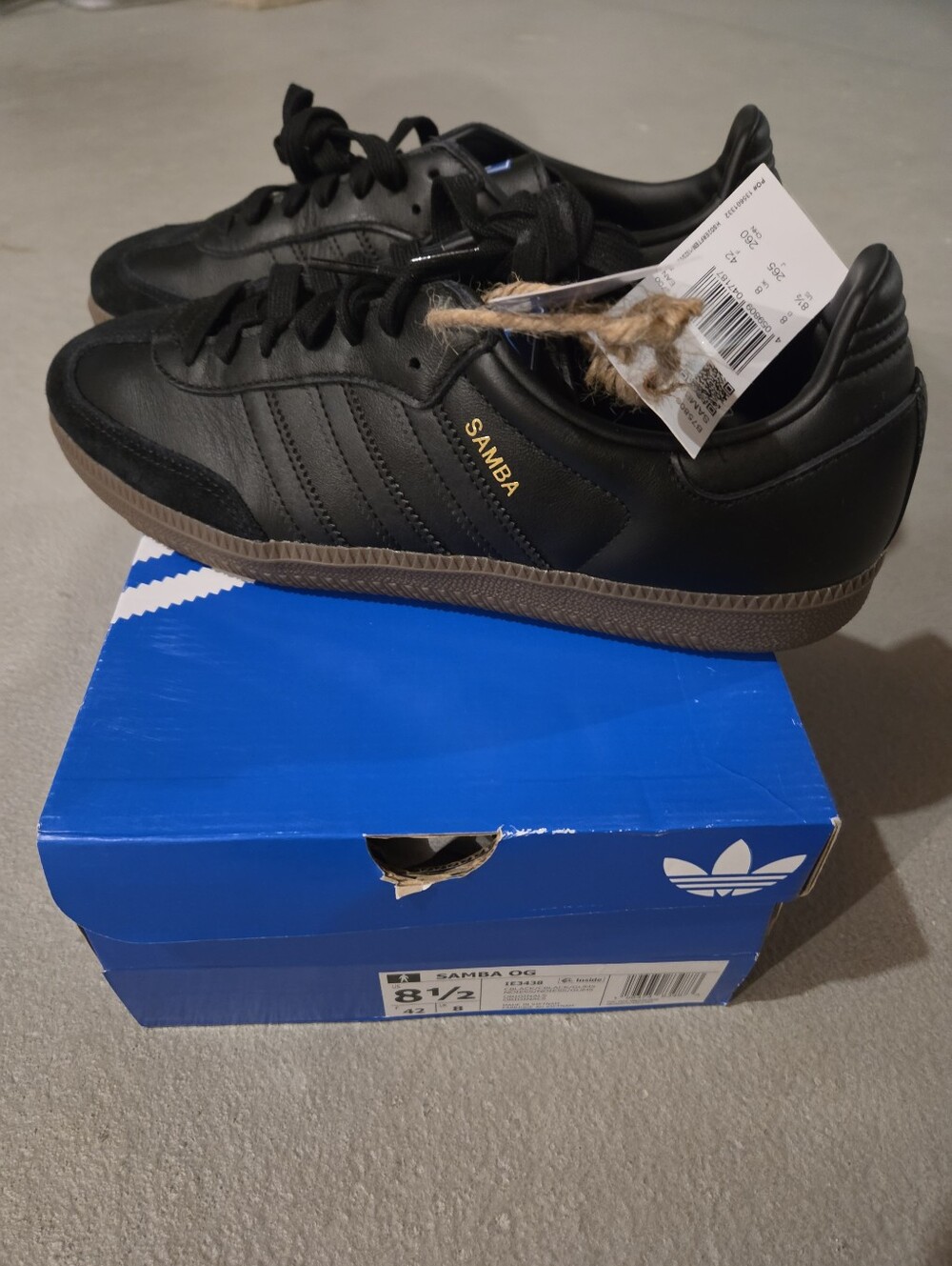adidas Samba OG Sneakers - Triple Black with Gum Sole